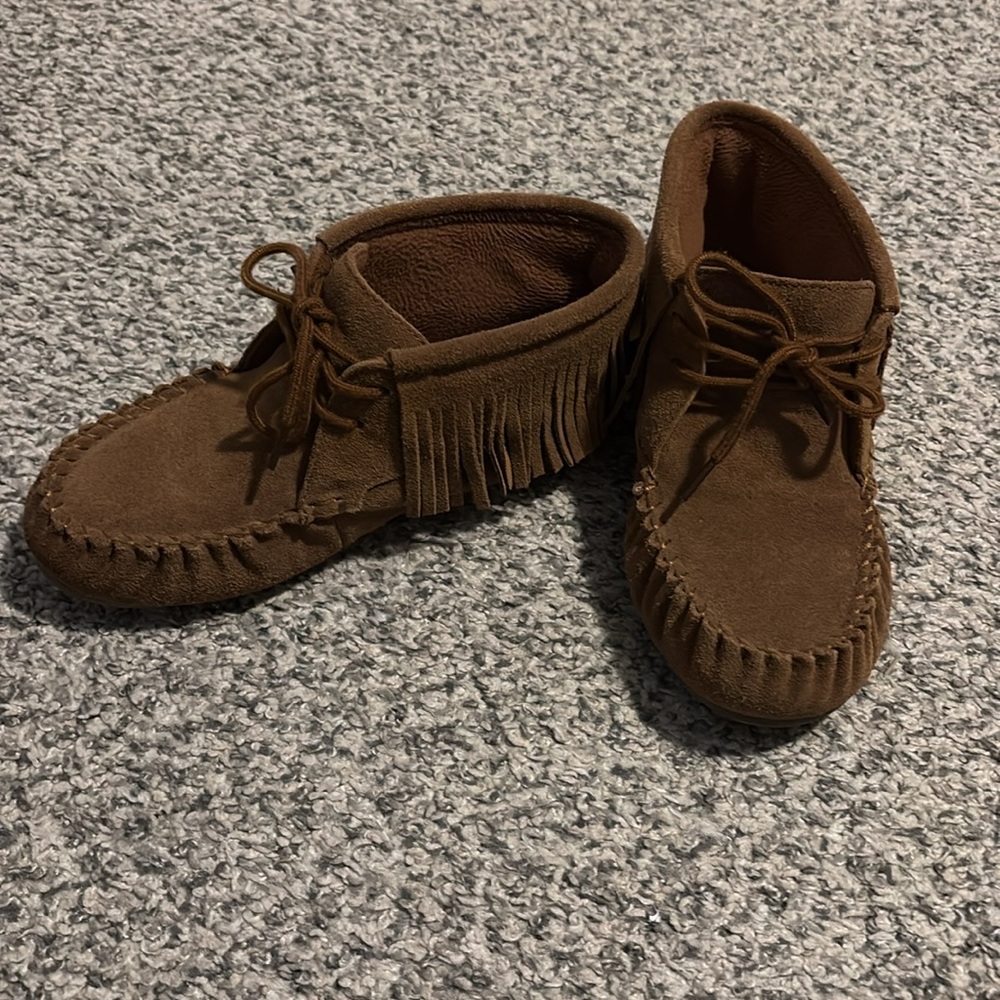 Suede Fringed Moccasins